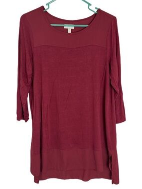 a:glow Burgundy Scoop Neck 3/4 Sleeve Tunic / Mini Dress
